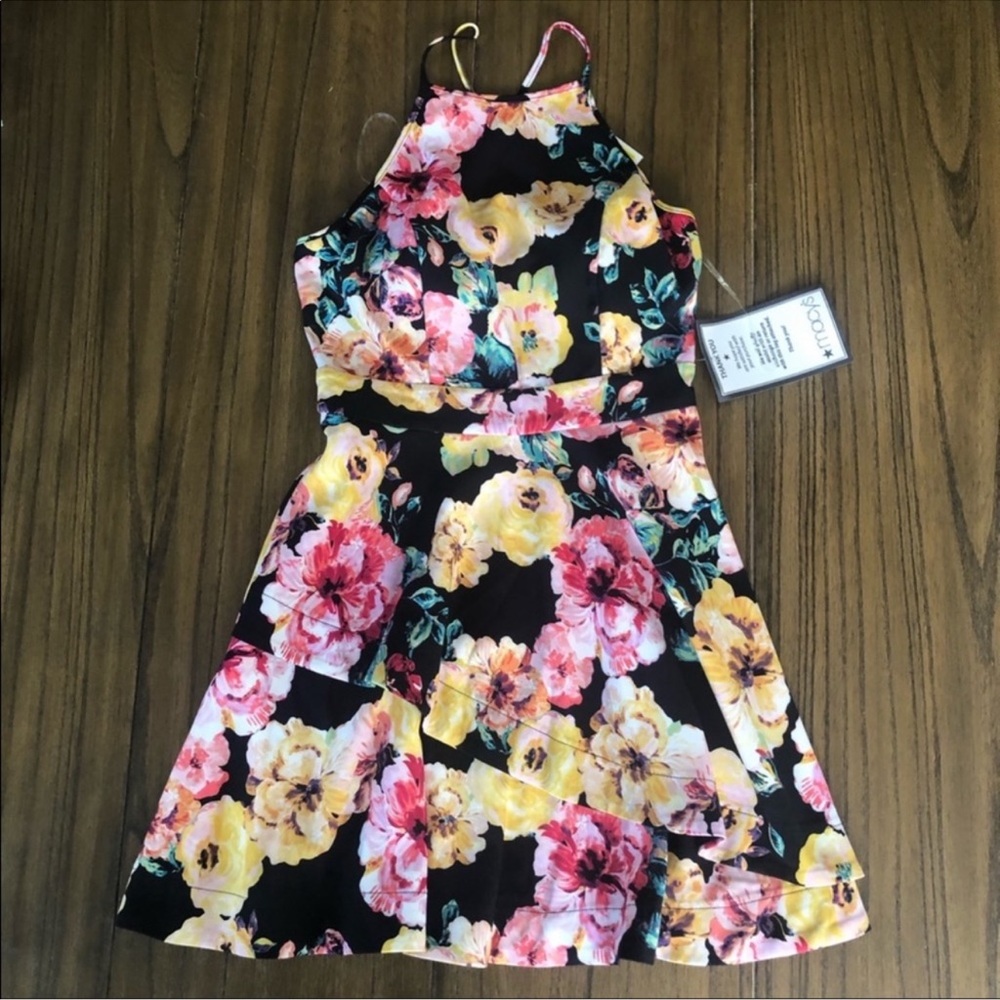 Speechless black floral skater high neck dress